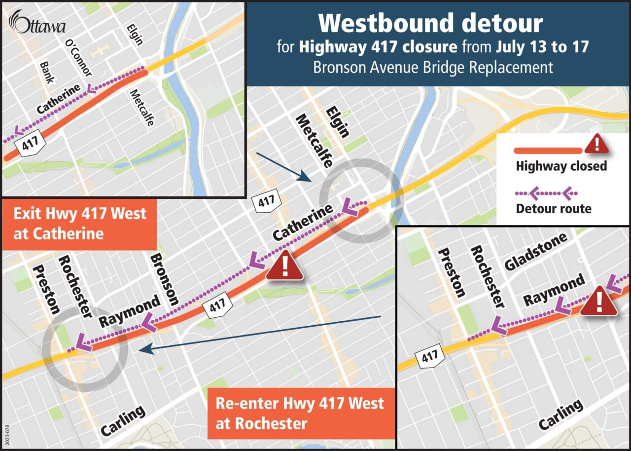Westbound detour EN